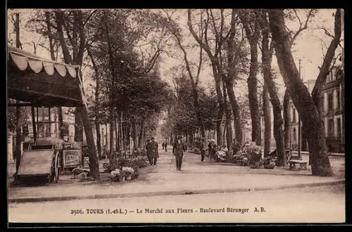 AK Tours /I.-et-L., Le Marché aux Fleurs, Boulevard Béranger