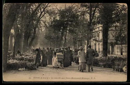 AK Tours /I.-&-L., Le marché aux fleurs Boulevard Béranger