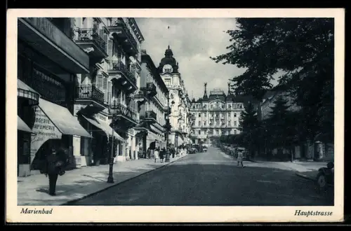 AK Marienbad, Partie in der Hauptstrasse