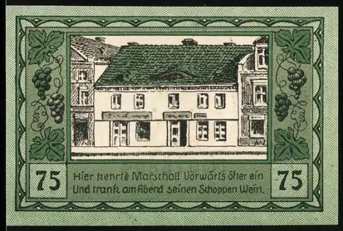 Notgeld Canth, 75 Pfennig, Gasthaus und Wappen der Stadt