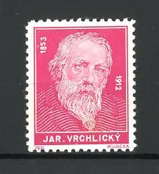 Reklamemarke Schriftsteller Jar. Vrchlicky im Portrait