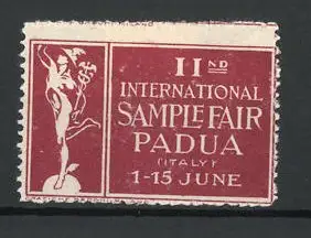 Reklamemarke Padua, II. International Sample Fair, Hermes Standbild