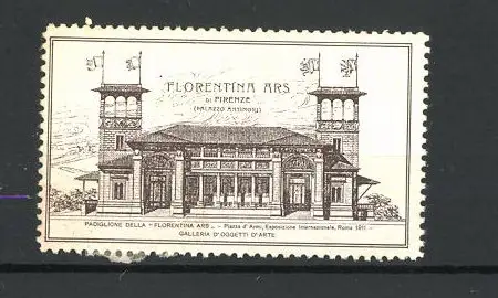 Reklamemarke Roma, Esposizione Internazionale 1911, Florentina Ars, Palazzo Antinori