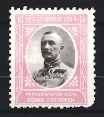 Reklamemarke Weltkrieg 1914, Portrait K.u.k. Armeeinspektor Oskar Potiorek