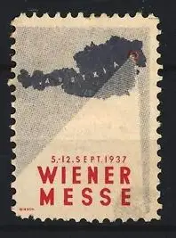 Reklamemarke Wien, Wiener Messe 5.-12. Sept. 1937, Landkarte Österreich
