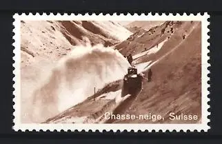 Reklamemarke Suisse, Chasse-neige, Schneefräse bahnt sich den Weg durch den Tiefschnee