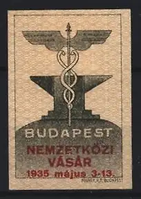 Reklamemarke Budapest, Nemzetközi Vásár 1935, Hermesstab & Amboss