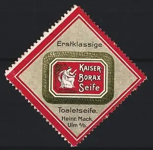 Reklamemarke Ulm, Heinrich Mack Kaiser Borax Seife, Seifenverpackung