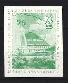 Reklamemarke Hannover, 2. Bundessängerfest 1954, Gebäudeansicht