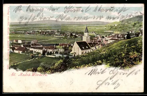 AK St. Andrä-Wördern, Panorama mit Kirche und Ortschaft