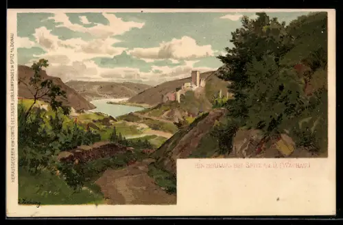 Lithographie Spitz a. D., Ruine Hinterhaus