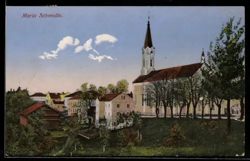 AK Maria Schmolln, Ortsansicht mit Kirche