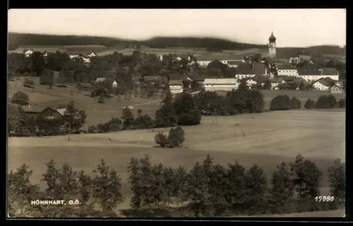 AK Höhnhart /O.Ö., Ortspanorama mit Kirche u. Umgebung