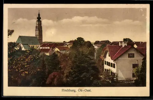 AK Hochburg /Ob. Öst., Ortsansicht mit Kirche