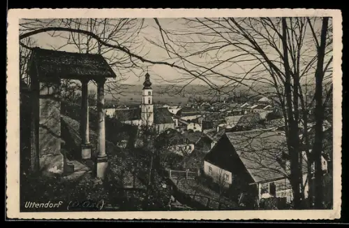 AK Uttendorf /Ob. Öst., Panorama mit Kirche v. d. Kapelle aus