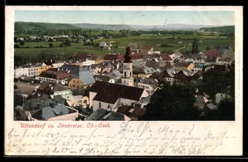 AK Uttendorf im Innkreise, Teilansicht mit Kirche und Umgebung