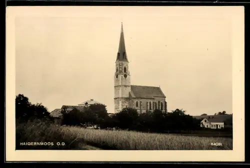 AK Haigernmoos /O.D., Panorama mit Kirche