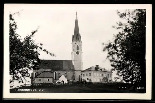 AK Haigermoos /O.D., Kirche und Pfarrhaus