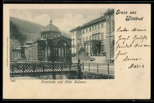 AK Wildbad, Trinkhalle und Hotel Bellevue