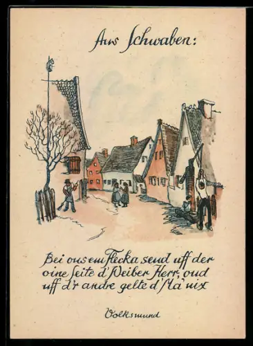 AK Szene aus einem schwäbischen Dorf