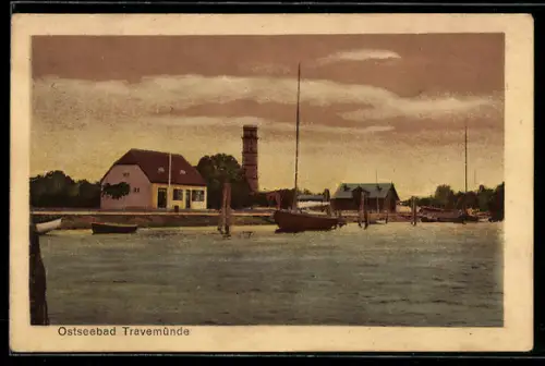 AK Travemünde, Strandpartie mit Aussichtsturm
