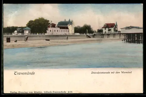 AK Travemünde, Strandpromenade mit Warmbad