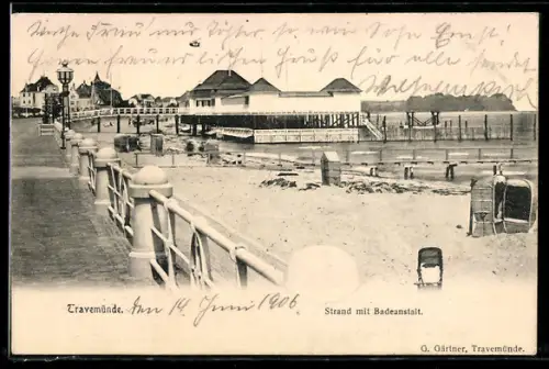 AK Travemünde, Strand mit Badeanstalt