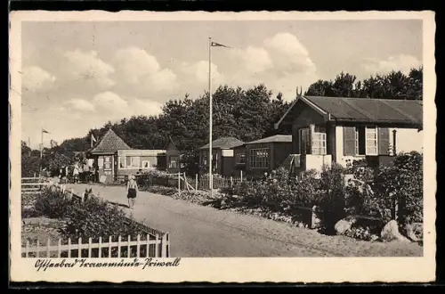 AK Travemünde-Priwall, Strassenpartie, Panorama