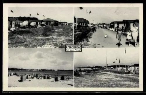 AK Travemünde, Auf dem Priwall, Strand, Strandkörbe, Ferienhäuser