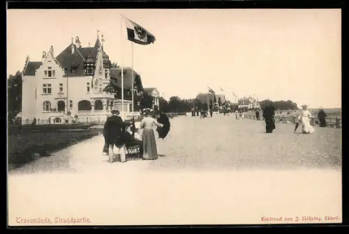 AK Travemünde, Strandpartie, Fahne