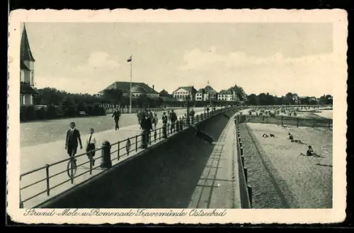 AK Travemünde, Strand-Mole u. Promenade