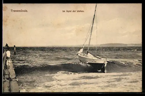 AK Ostseebad Travemünde, Segelboot im Spiel der Wellen