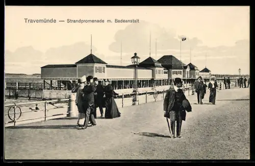 AK Travemünde, Strandpromenade mit Badeanstalt