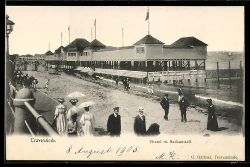 AK Travemünde, Strand mit Badeanstalt