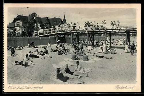 AK Ostseebad Travemünde, Blick zum Badestrand
