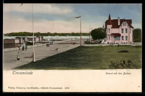AK Travemünde, Strand mit den Bädern