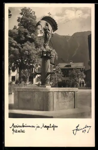 Foto-AK Hans Hruschka Nr. 27: Mayrhofen, Partie am Marienbrunnen