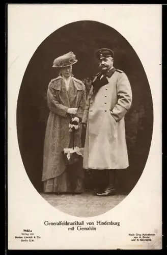 AK Generalfeldmarschall von Hindenburg mit Gemahlin