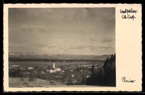 AK Ansfelden, Ortsansicht mit Kirche und Fernblick