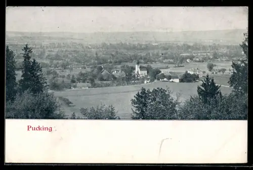 AK Pucking, Panorama mit Kirche und Dorf