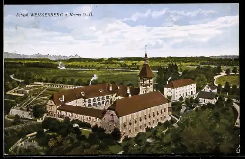 AK Neuhofen an der Krems, Schloss Weissenberg mit Hof und Turm