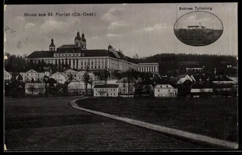 AK St. Florian /Ob. Öst., Stift mit Ort, Schloss Tyllisburg