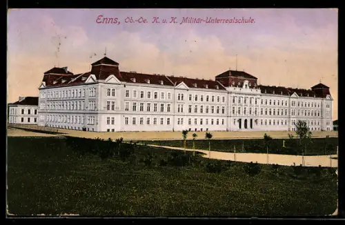 AK Enns /Ob. Öst., K. u. k. Militär-Unterrealschule