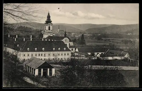AK Wilhering /Ob. Öst., Kloster mit Kirche aus der Vogelschau