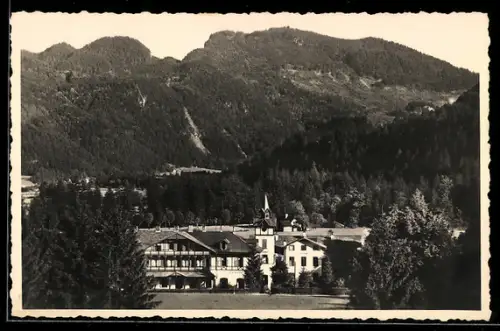 AK Bad Ischl, Pension Tisserand vor Bergpanorama