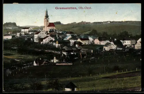 AK Gramastetten /Ob. Öst., Totalansicht mit Kirche