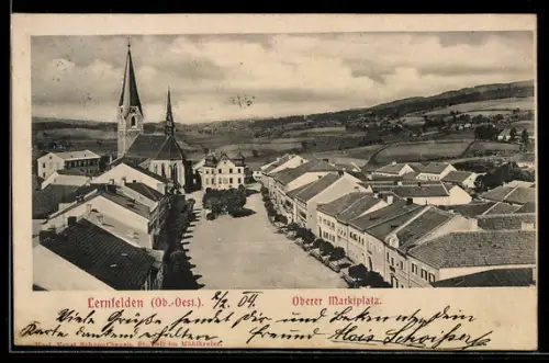 AK Leonfelden /Ob. Öst., Oberer Marktplatz aus der Vogelschau