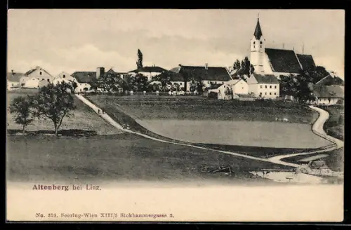 AK Altenberg bei Linz, Dorfpanorama mit Kirche