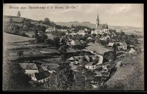 AK Reichenau a. d. Gusen, Totalansicht mit Kirche