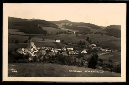AK Reichenau im Mühlkreis, Ortsansicht mit Kirche u. Umgebung